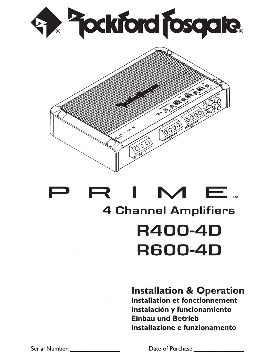 ROCKFORD FOSGATE PRIME R400-4D OPERATING MANUAL Pdf Download | ManualsLib