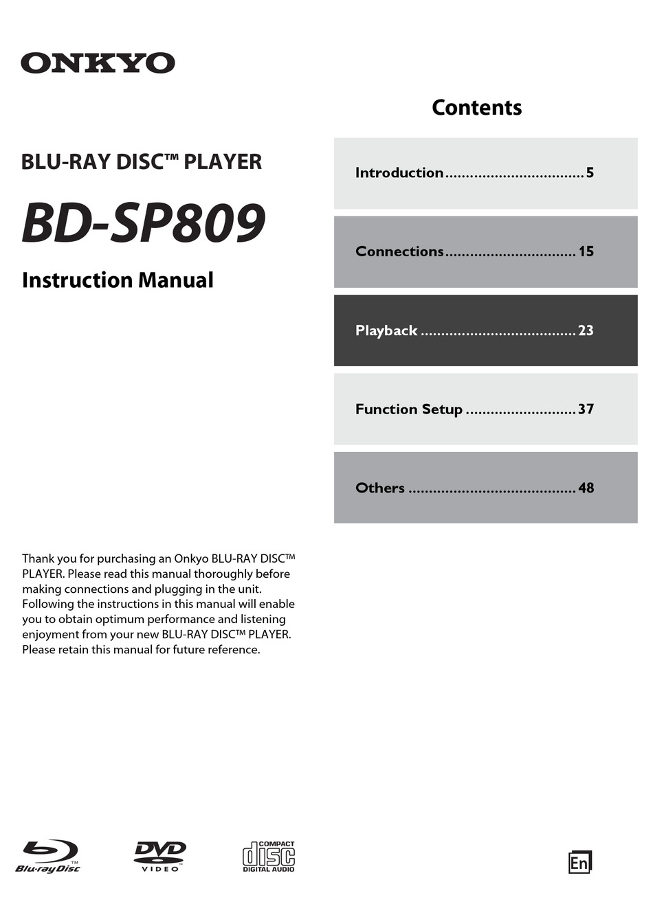 ONKYO BDSP809 INSTRUCTION MANUAL Pdf Download ManualsLib