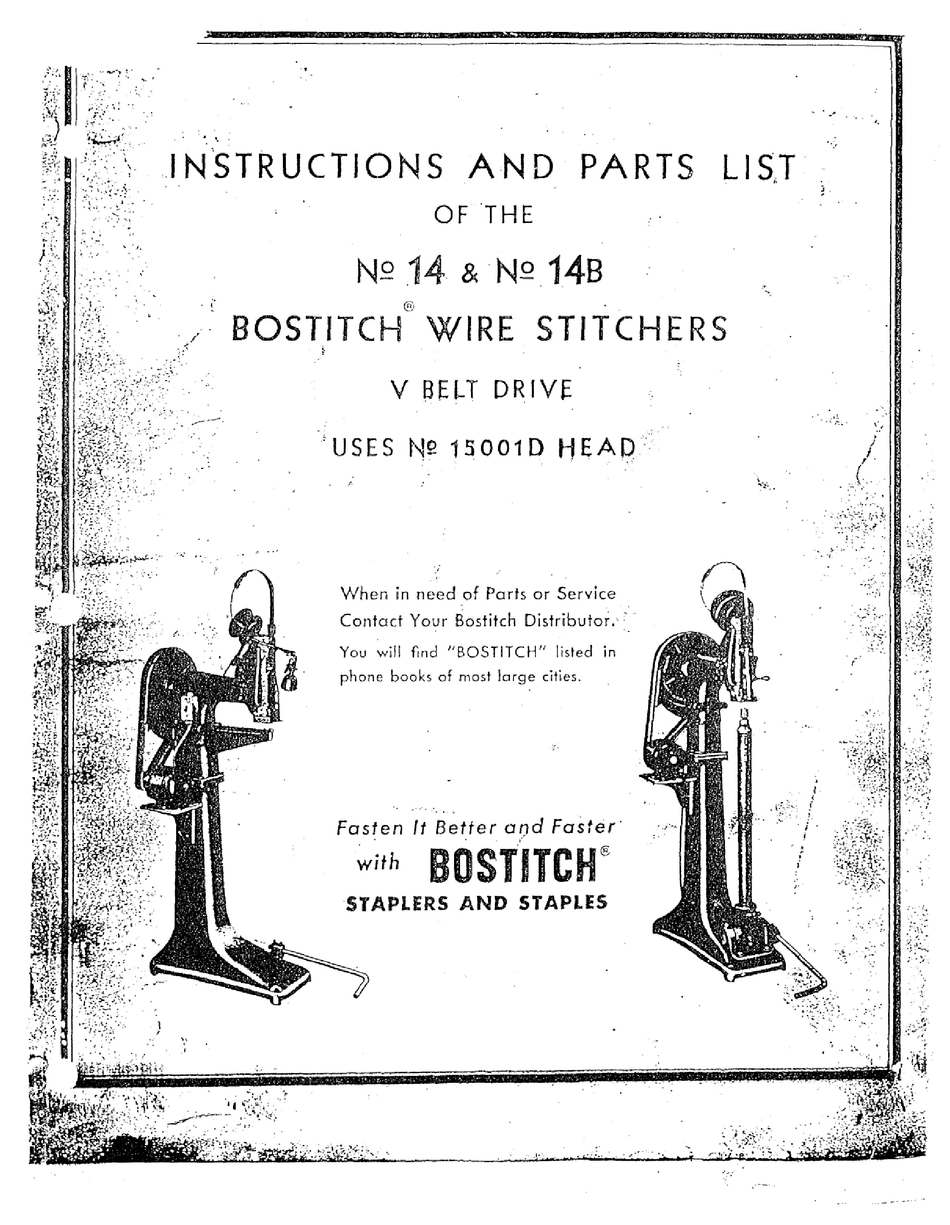 BOSTITCH 14 INSTRUCTION MANUAL Pdf Download ManualsLib