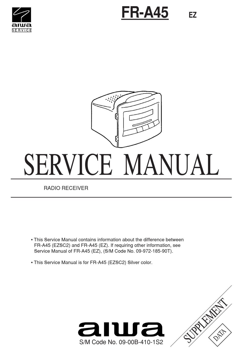 AIWA FR-A45 SERVICE MANUAL SUPPLEMENT Pdf Download | ManualsLib