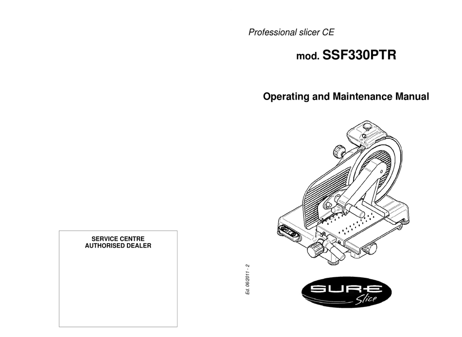 Sure Slice Ssf330ptr Operating And Maintenance Manual Pdf Download 