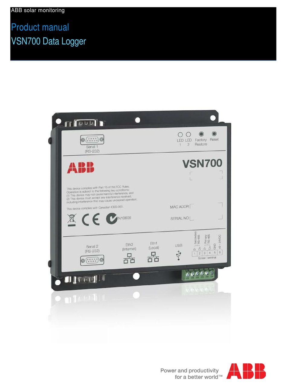 Abb Vsn700 Product Manual Pdf Download Manualslib