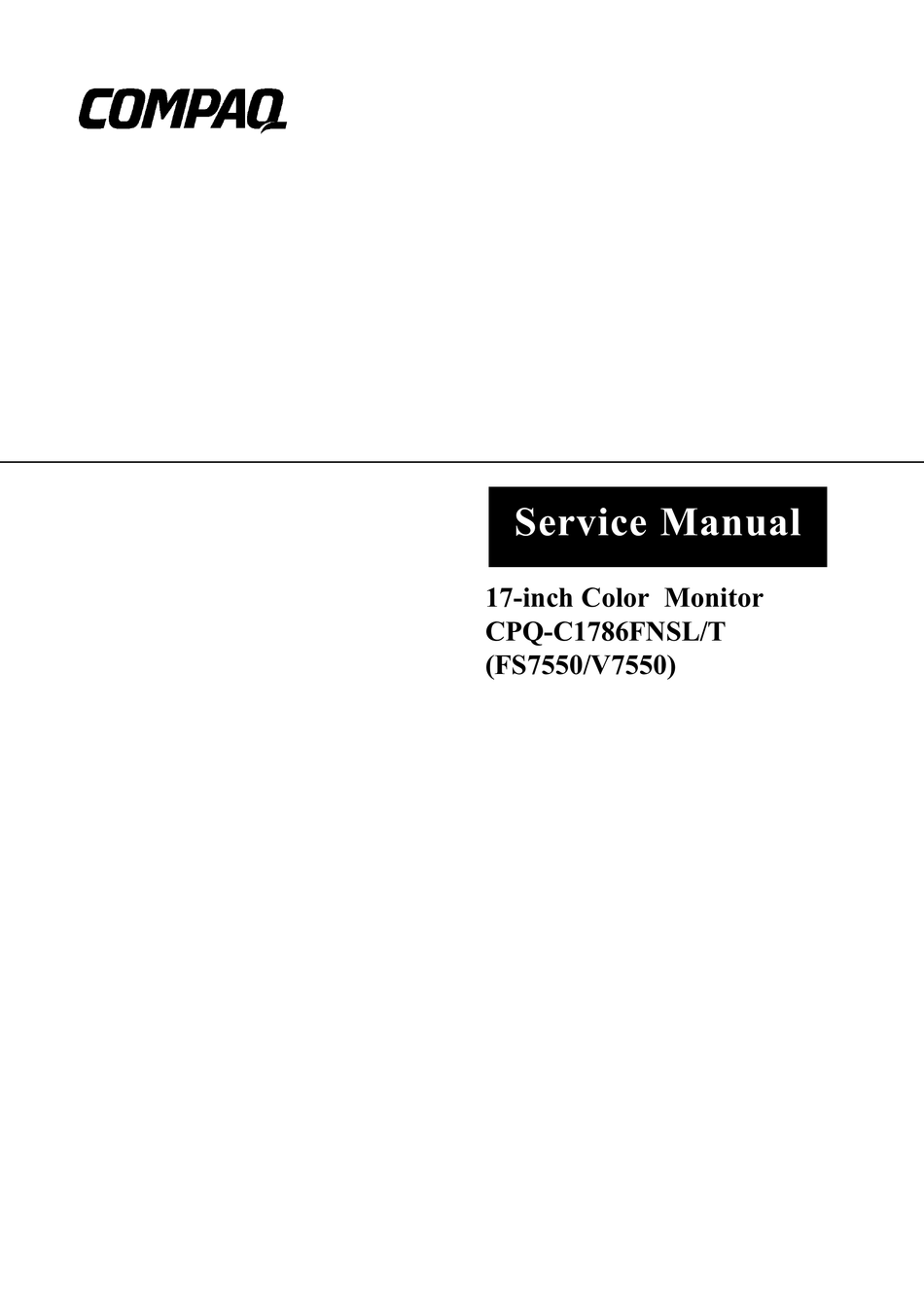 Compaq Cpq-c1786fnsl Service Manual Pdf Download 