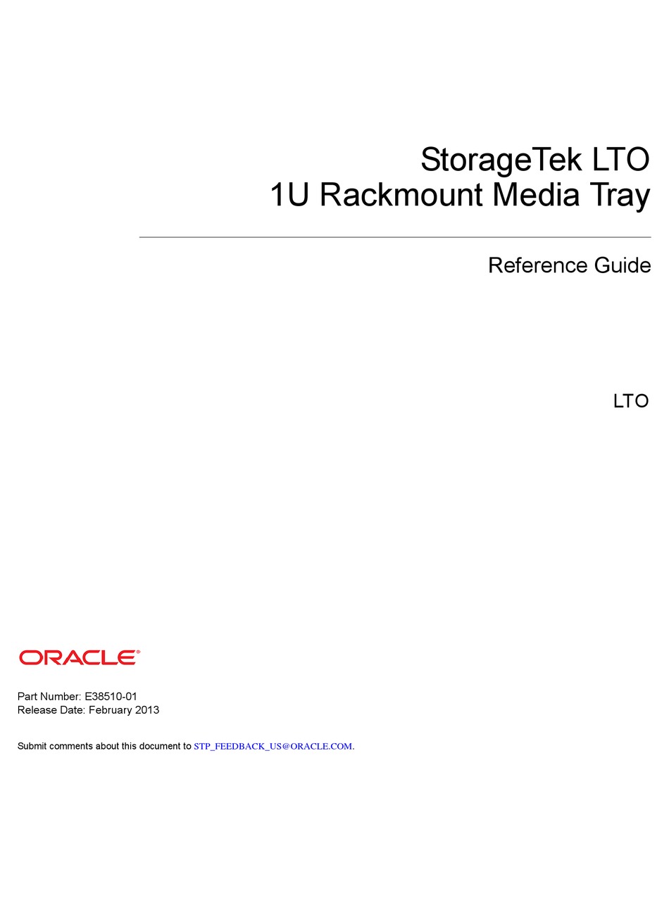 ORACLE STORAGETEK LTO REFERENCE MANUAL Pdf Download ManualsLib