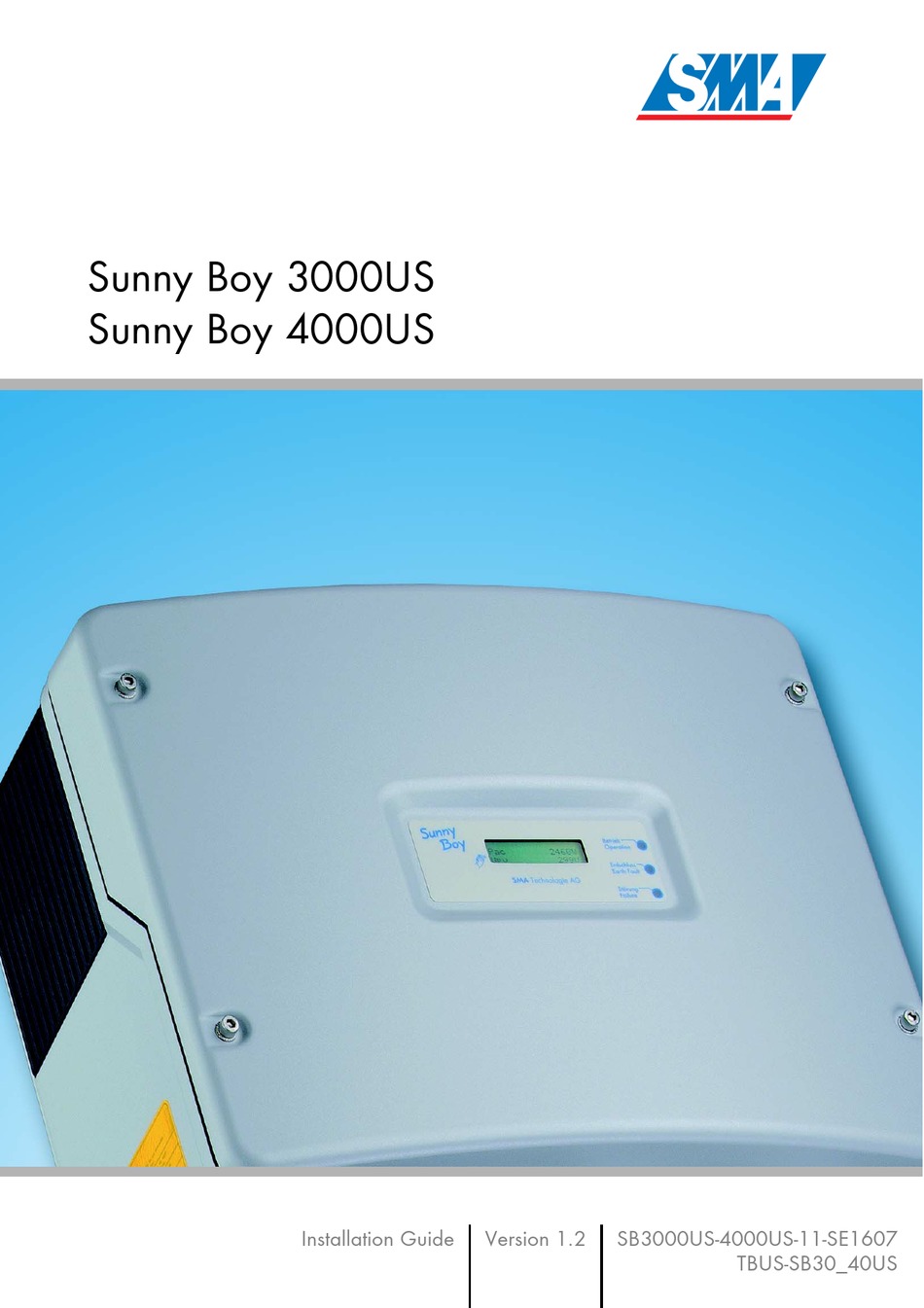 SMA SUNNY BOY 3000US INSTALLATION MANUAL Pdf Download ManualsLib