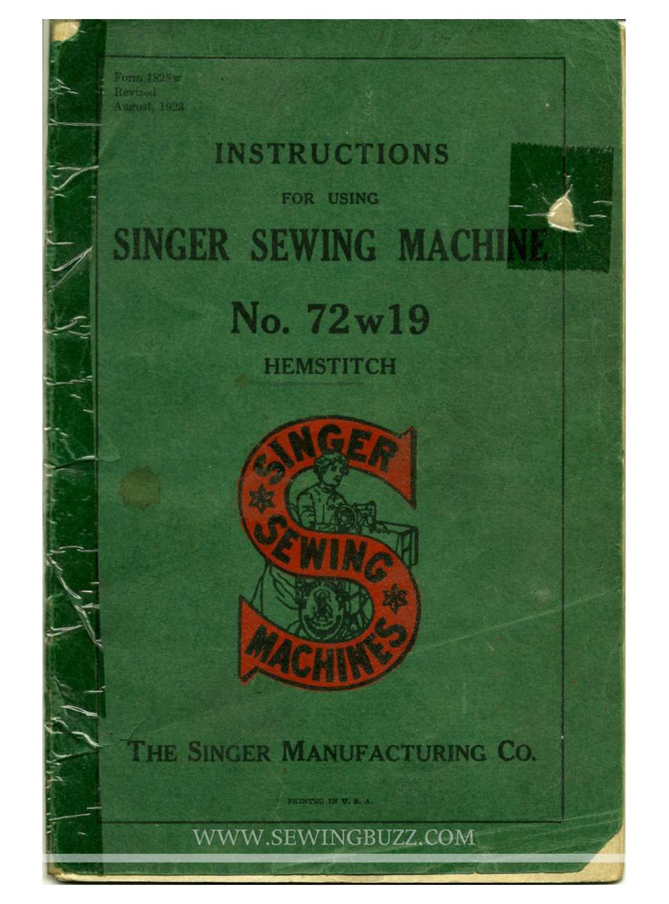 Singer 72w19 Instructions Manual Pdf Download Manualslib