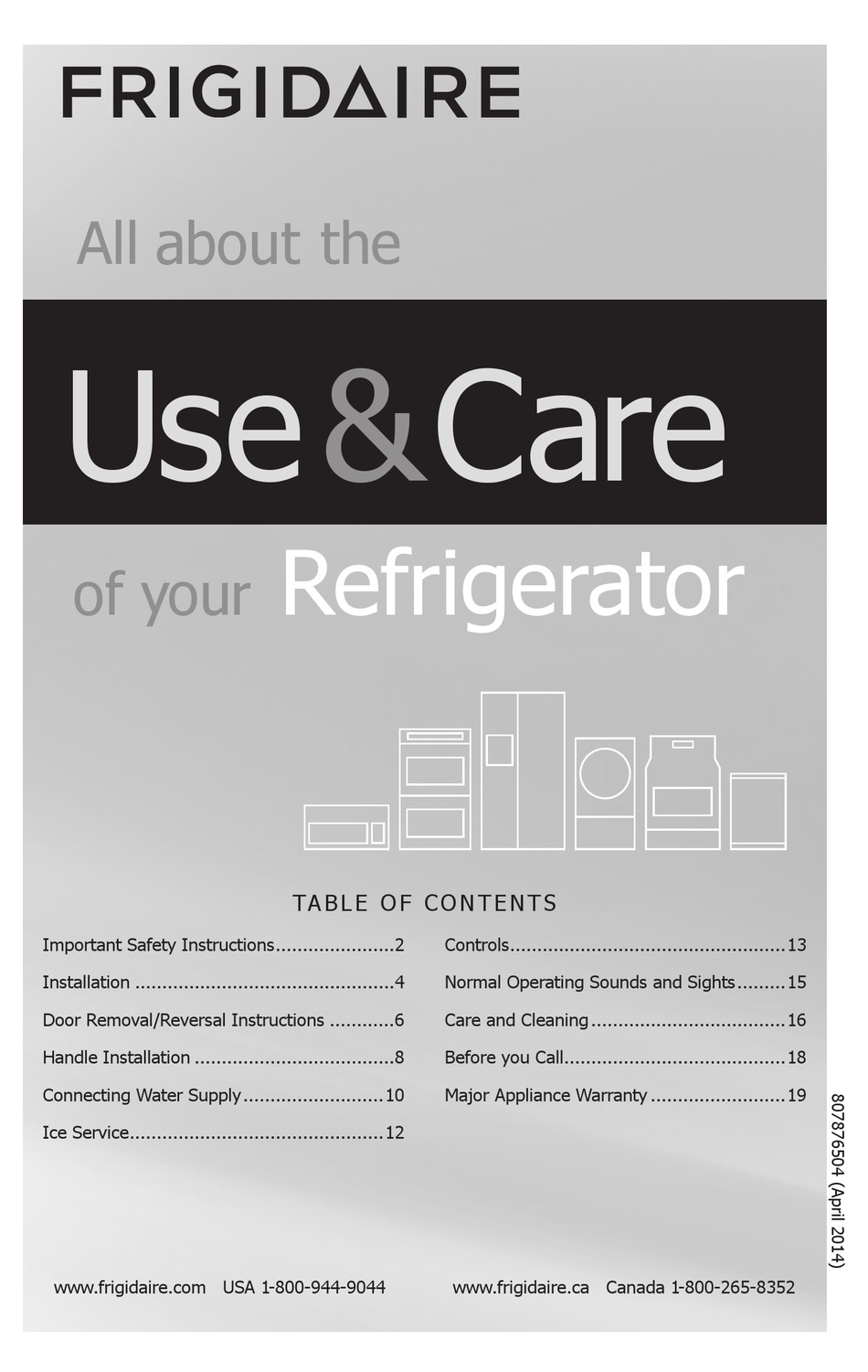 Frigidaire Professional Series Refrigerator Manual
