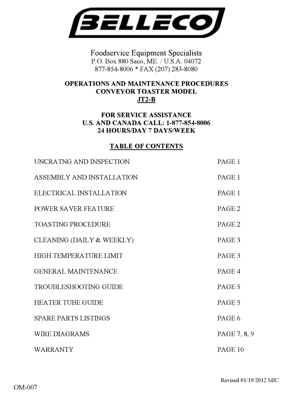 BELLECO JT2B OPERATION AND MAINTENANCE MANUAL Pdf Download ManualsLib