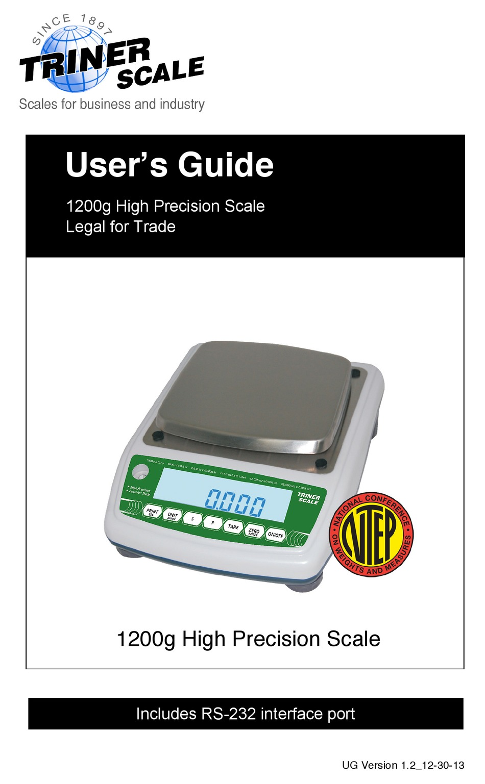 TRINER SCALE 1200G HIGH PRECISION SCALE USER MANUAL Pdf Download