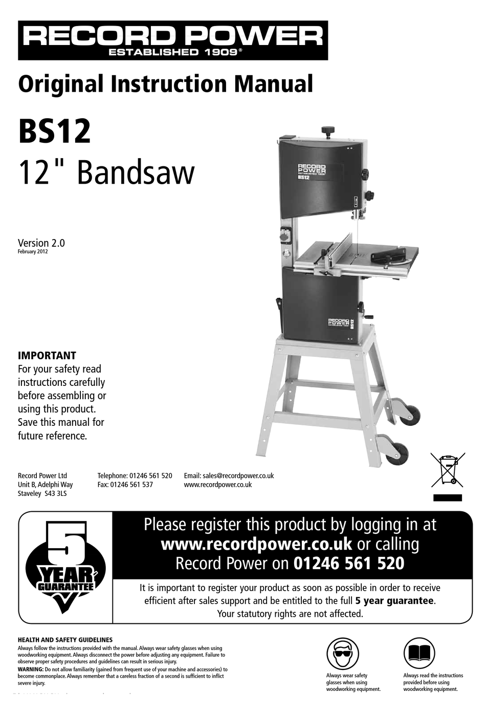 RECORD POWER BS12 ORIGINAL INSTRUCTION MANUAL Pdf Download ManualsLib