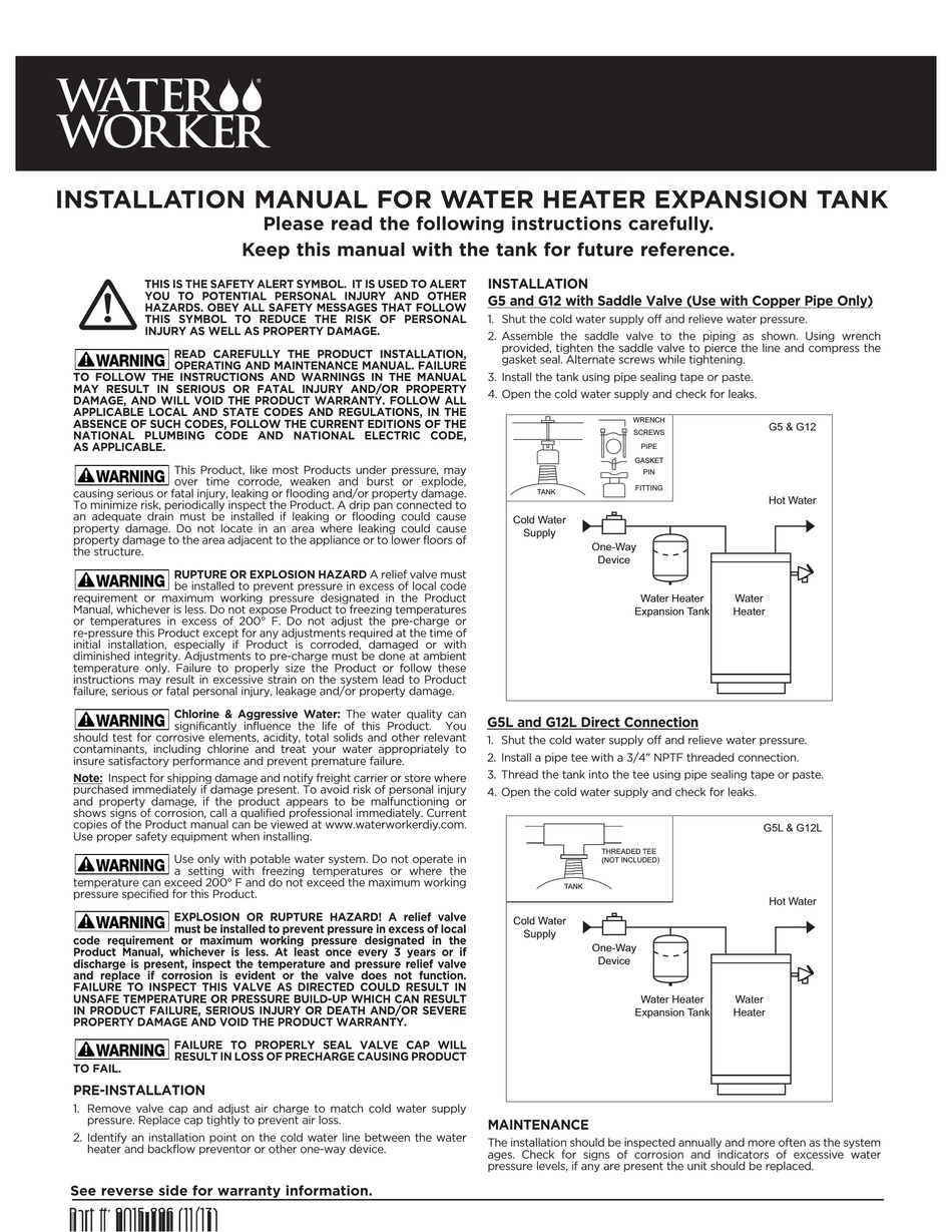WATER WORKER G5 INSTALLATION MANUAL Pdf Download ManualsLib