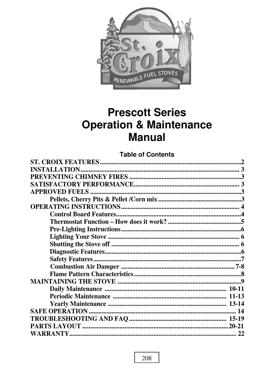 ST. CROIX PRESCOTT SERIES OPERATION & MAINTENANCE MANUAL Pdf Download
