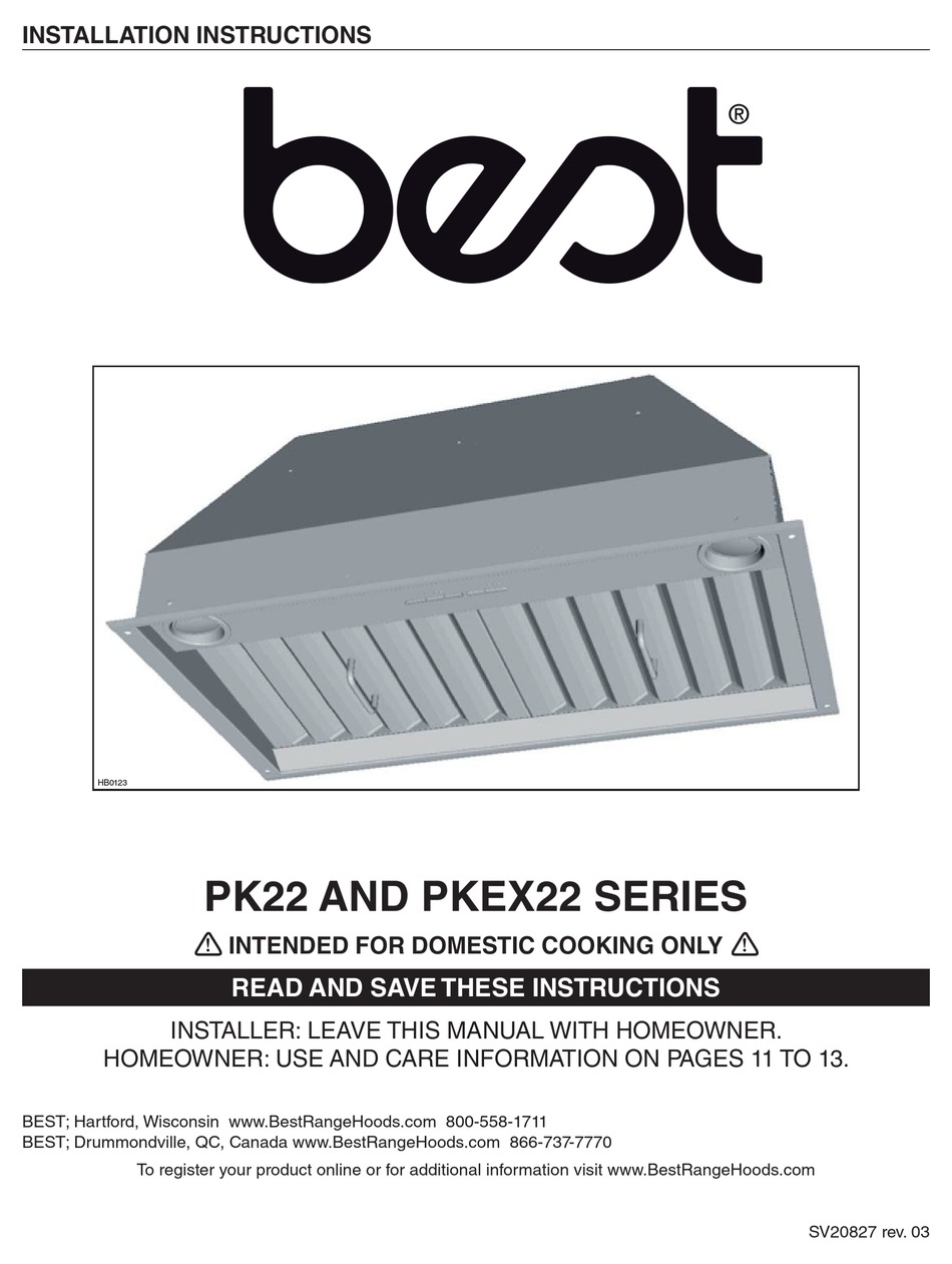 BEST PK22 SERIES INSTALLATION INSTRUCTIONS MANUAL Pdf Download ManualsLib