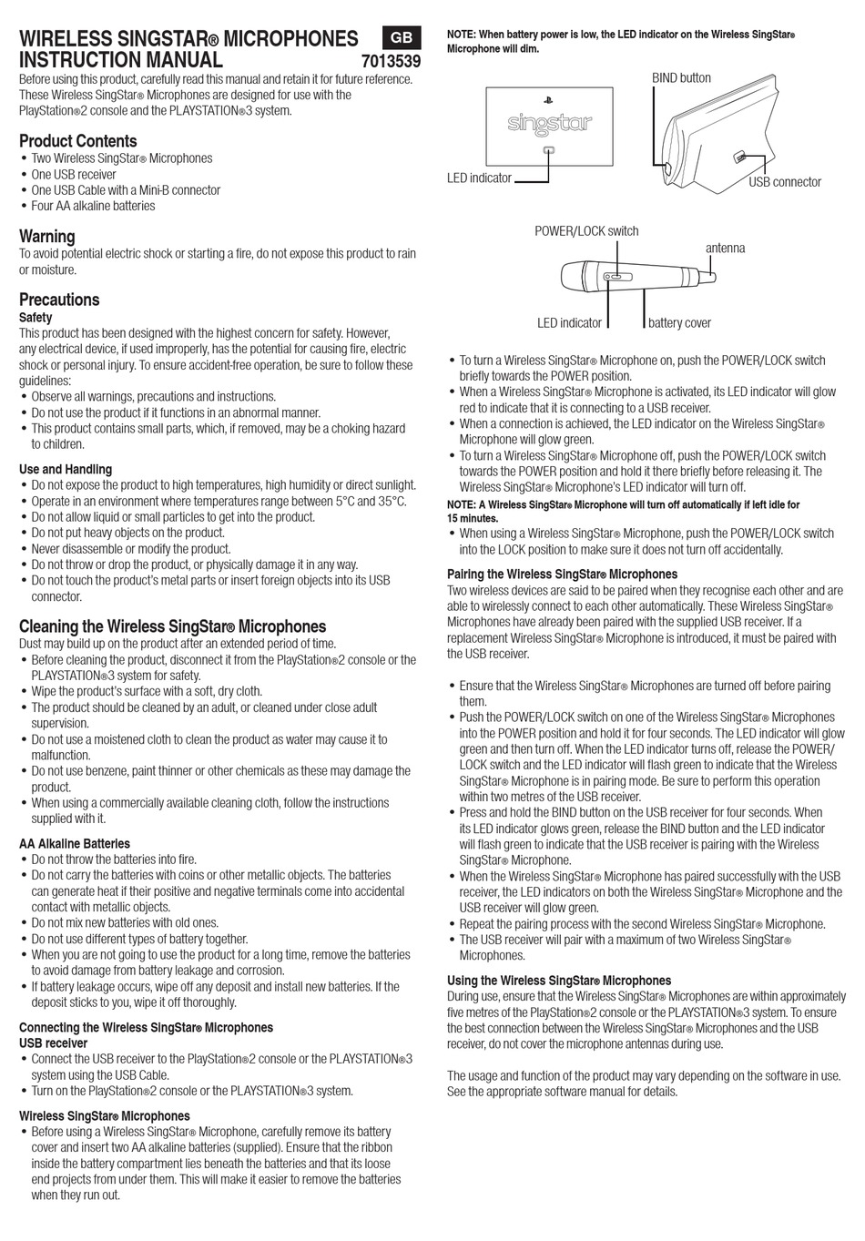 NAMTAI ELECTRONIC SINGSTAR 7013539 INSTRUCTION MANUAL Pdf Download