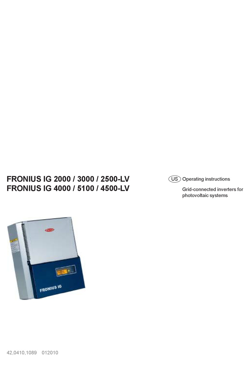 FRONIUS IG 2000 OPERATING INSTRUCTIONS MANUAL Pdf Download ManualsLib