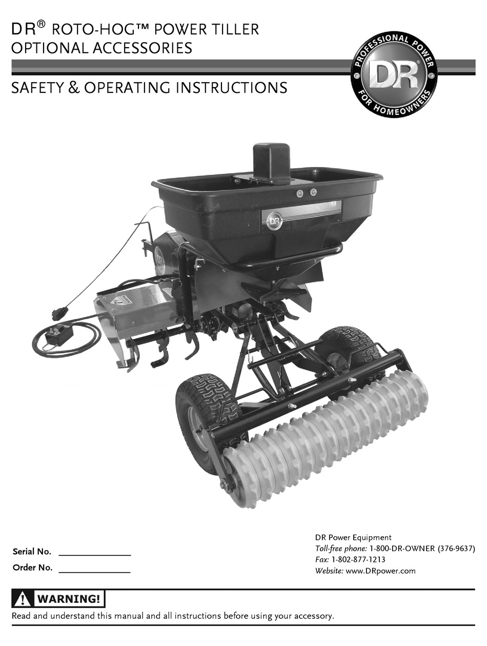 Dr Roto Hog Power Tiller Safety Operating Instructions Manual Pdf Download Manualslib