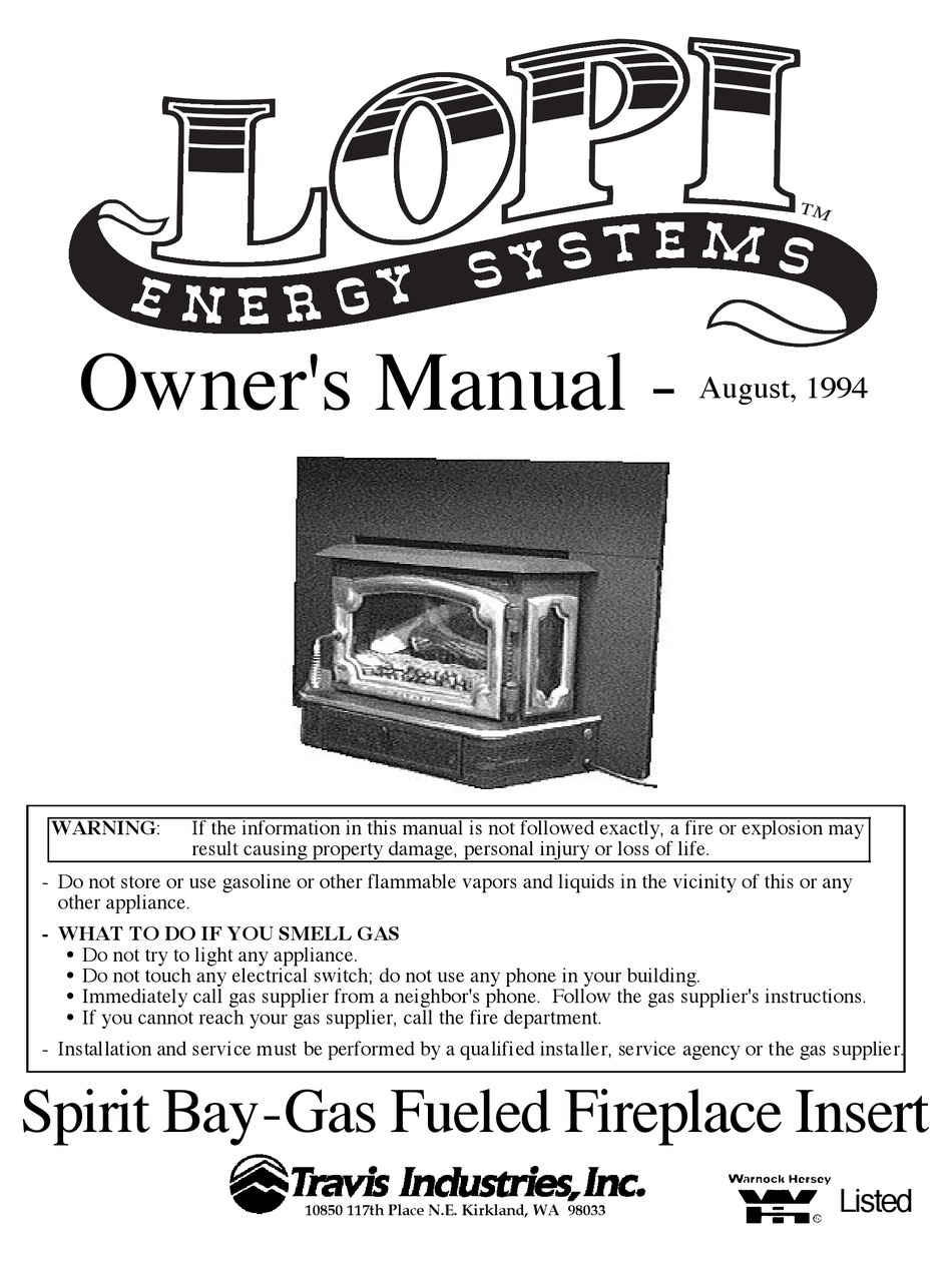LOPI SPIRIT BAY OWNER'S MANUAL Pdf Download | ManualsLib