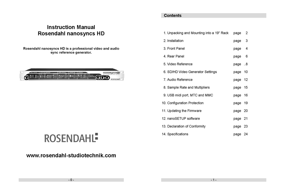 ROSENDAHL NANOSYNCS HD INSTRUCTION MANUAL Pdf Download | ManualsLib