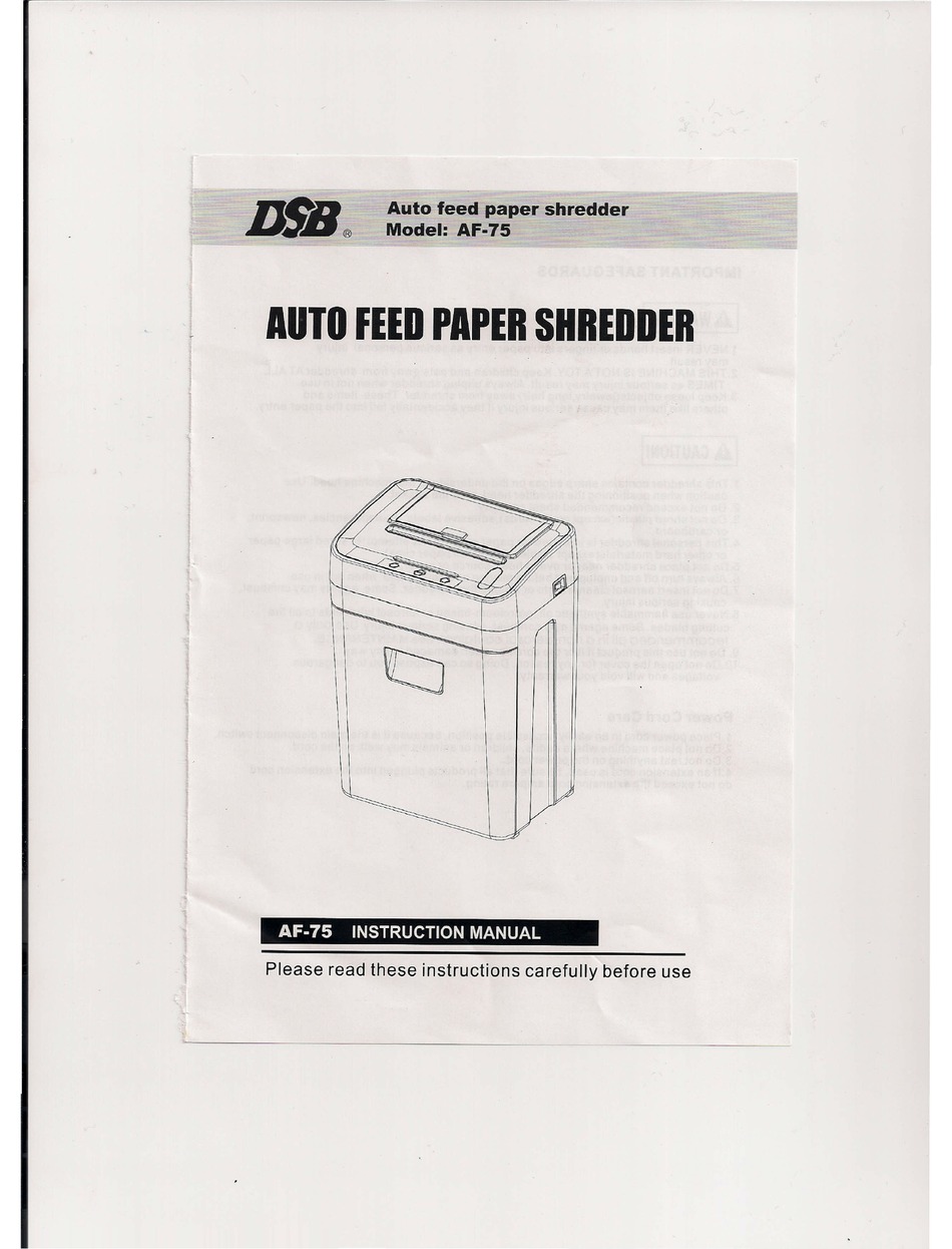 DSB AF-75 INSTRUCTION MANUAL Pdf Download | ManualsLib