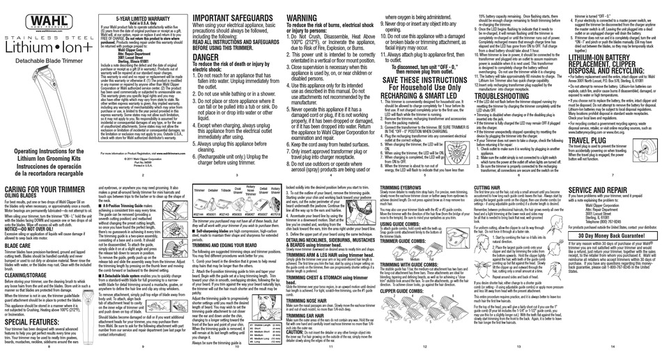 wahl ss2l manual