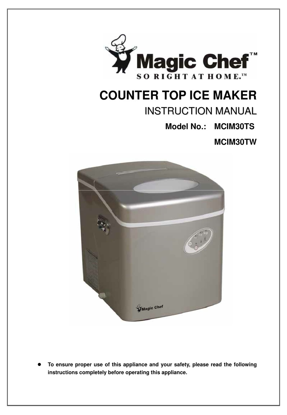 Magic Chef Mcim30tw Instruction Manual Pdf Download Manualslib