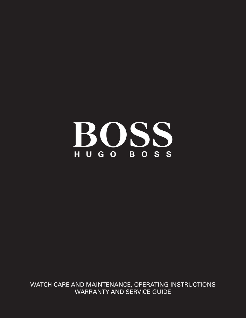 HUGO BOSS WATCHES USER MANUAL Pdf 