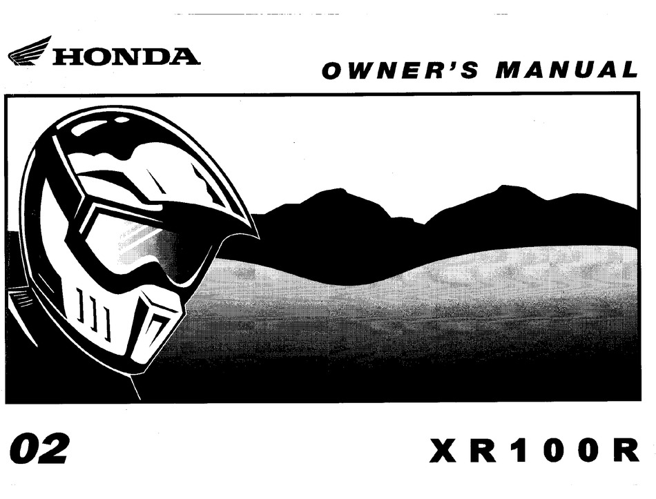 HONDA 2002 XR100R OWNER'S MANUAL Pdf Download | ManualsLib