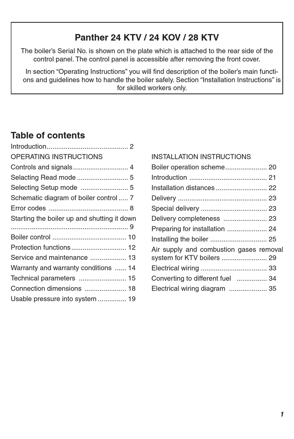 PROTHERM PANTHER 24 KTV OPERATING INSTRUCTIONS MANUAL Pdf Download ...