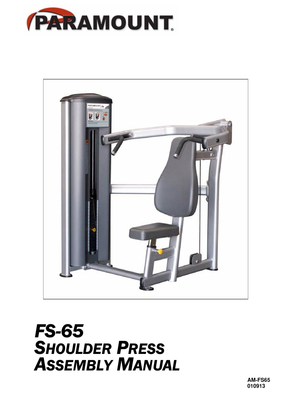 PARAMOUNT FITNESS FS65 ASSEMBLY MANUAL Pdf Download ManualsLib