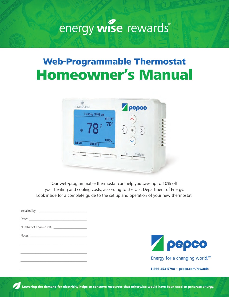 Pepco Web Programmable Thermostat Homeowner S Manual Pdf Download Manualslib