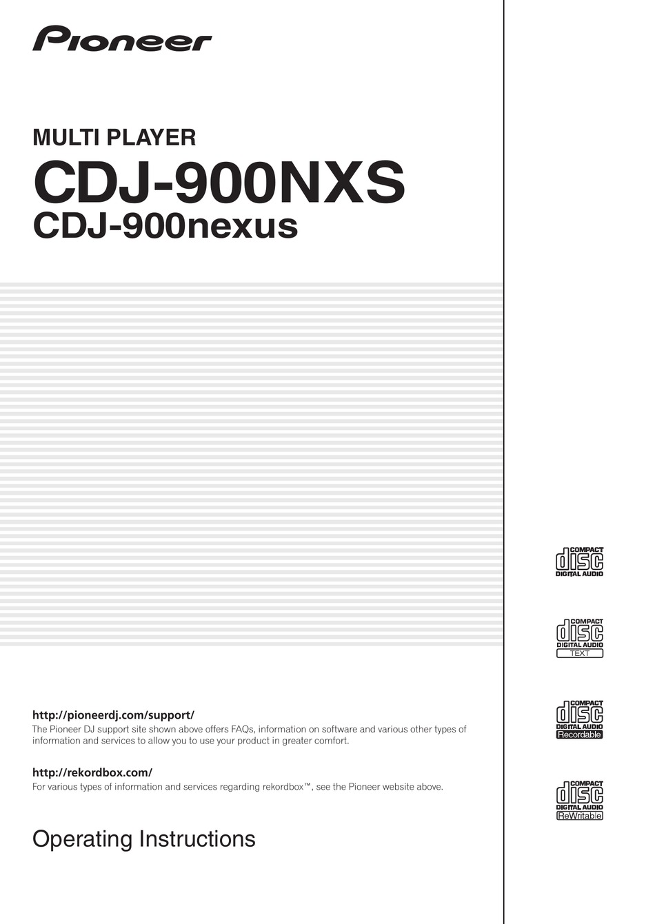 Pioneer Cdj 900nxs Operating Instructions Manual Pdf Download Manualslib