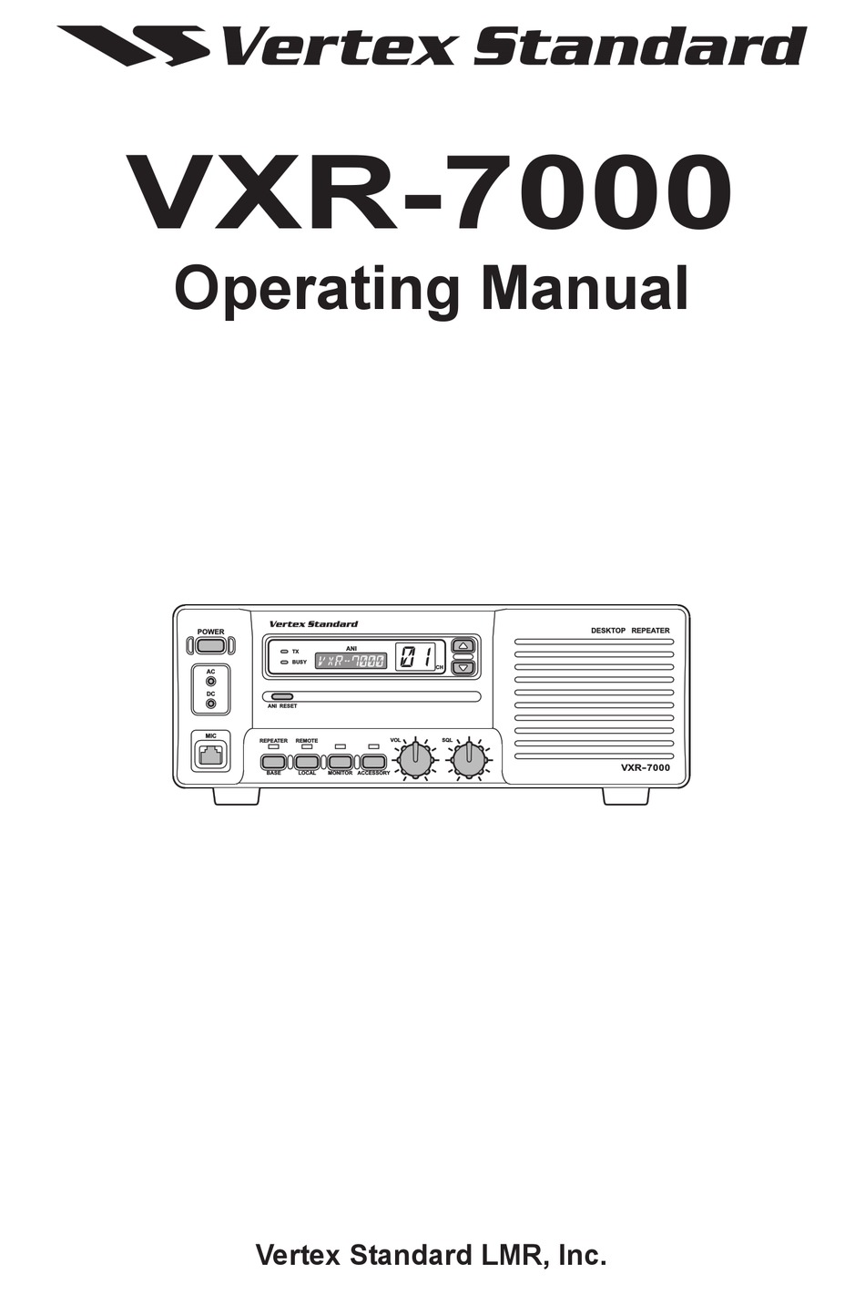 VERTEX STANDARD VXR-7000 OPERATING MANUAL Pdf Download | ManualsLib
