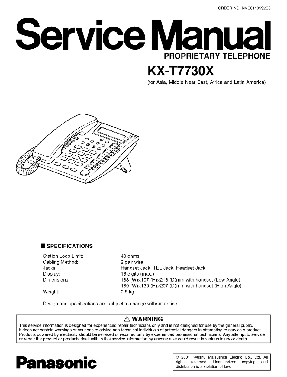 PANASONIC KX-T7730X SERVICE MANUAL Pdf Download | ManualsLib