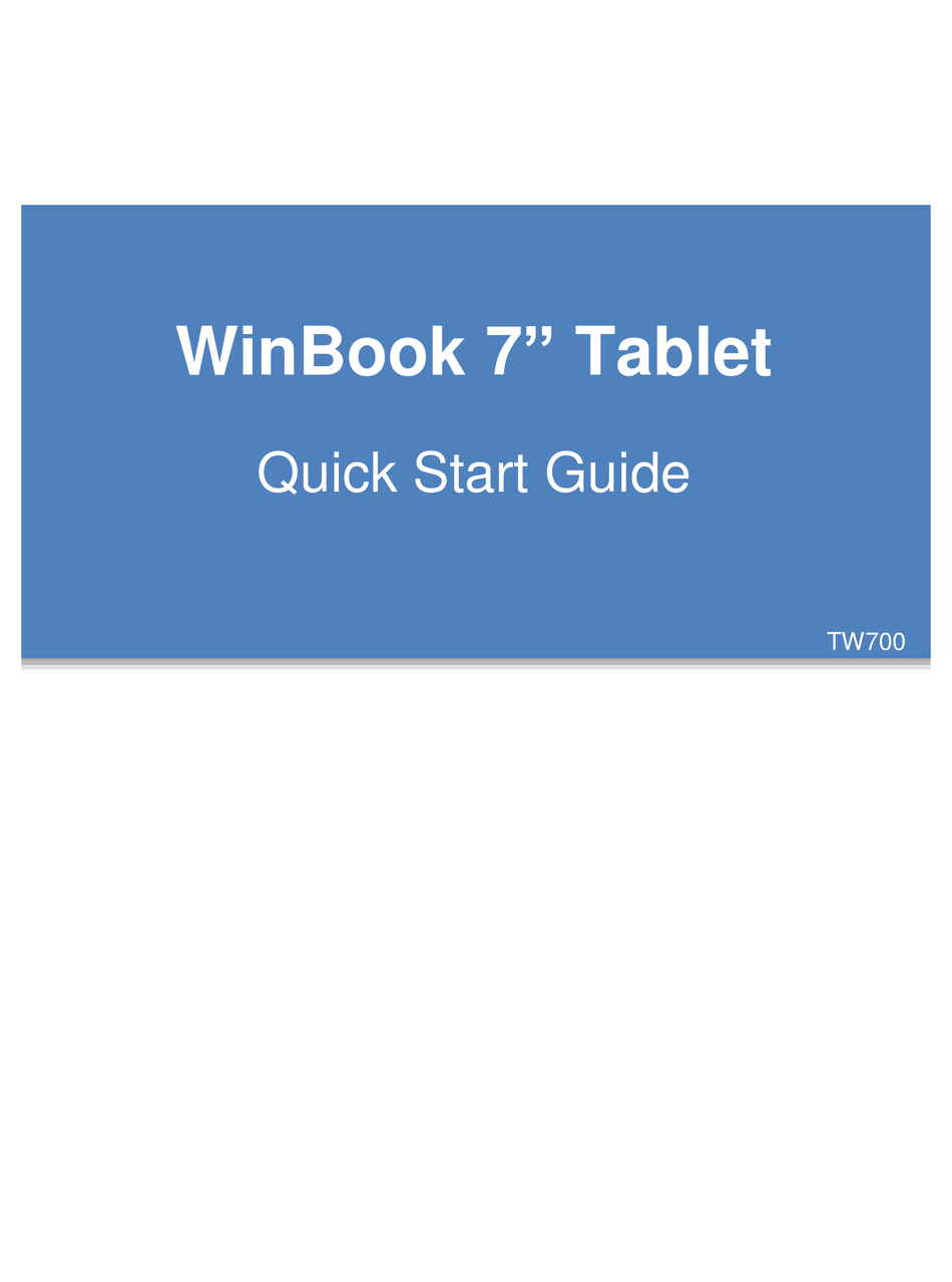 WINBOOK TW700 QUICK START MANUAL Pdf Download | ManualsLib