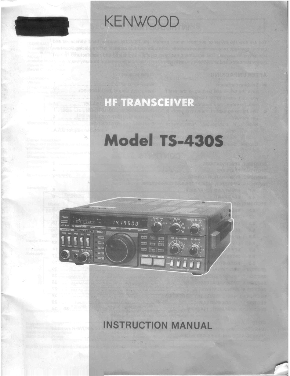 KENWOOD TS430S INSTRUCTION MANUAL Pdf Download ManualsLib