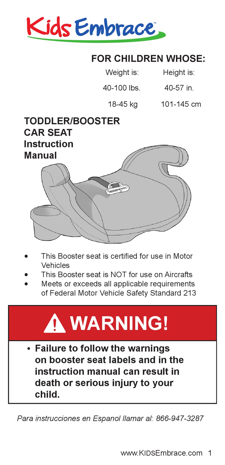 Kidsembrace car 2025 seat manual