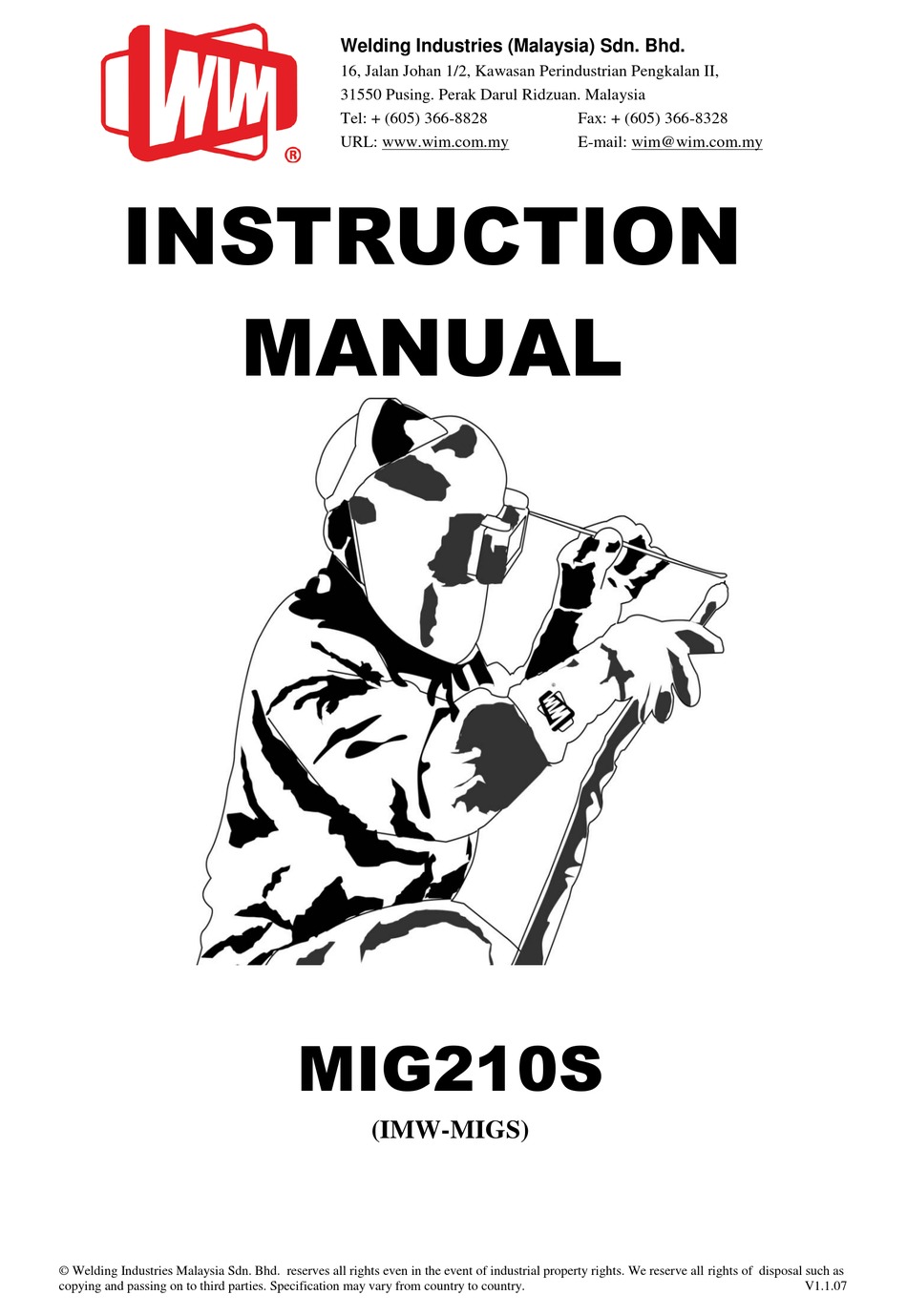 Welding Industries Malaysia Mig210s Instruction Manual Pdf Download Manualslib