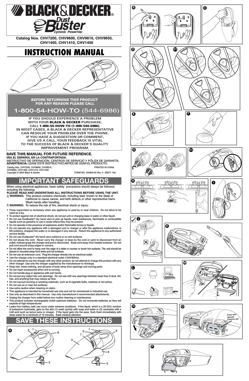 BLACK DECKER DUST BUSTER CHV7200 INSTRUCTION MANUAL Pdf Download