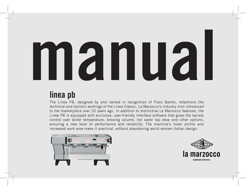 La Marzocco Linea Pb Manual Pdf Download Manualslib