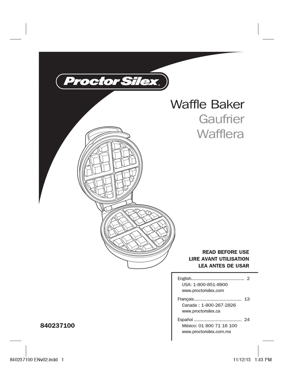 PROCTOR-SILEX WAFFLE BAKER USER INSTRUCTIONS Pdf Download | ManualsLib
