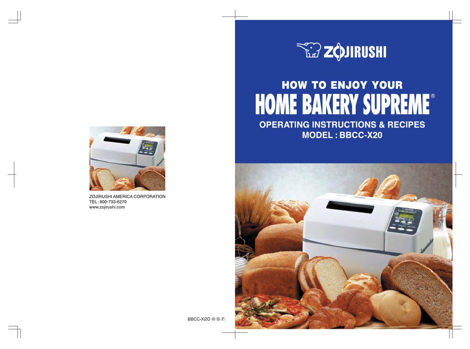 Zojirushi BBCC-V20 Bread Machine Manual Owners Instruction User Guide COLORCOPY for sale online 
