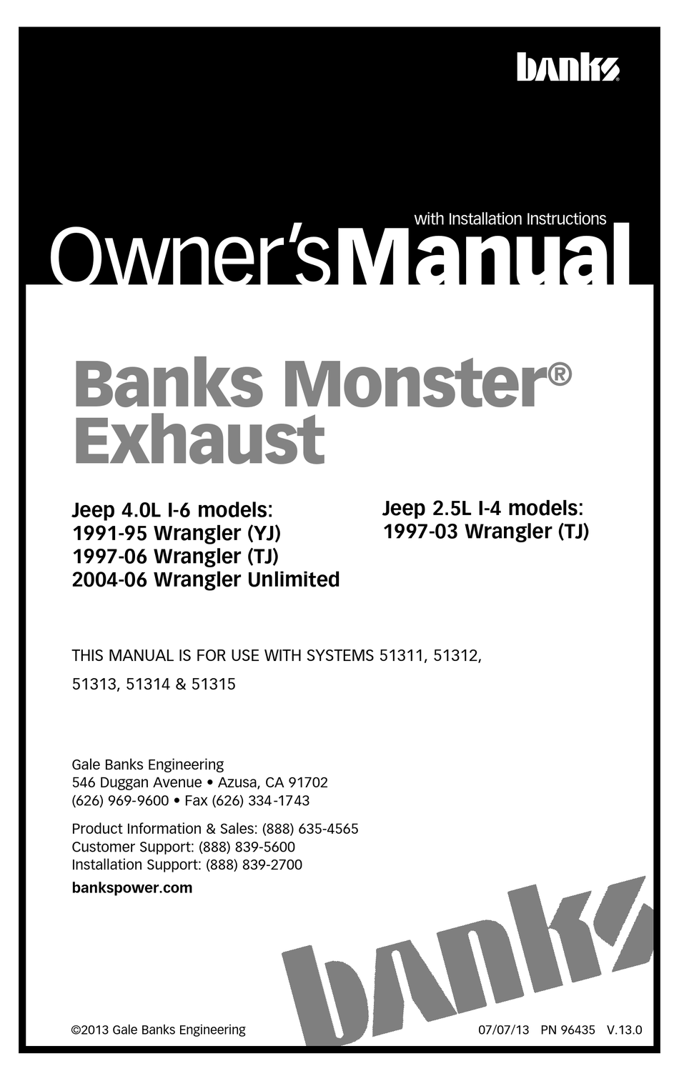 BANKS 1991-95 WRANGLER (YJ) OWNER'S MANUAL Pdf Download | ManualsLib