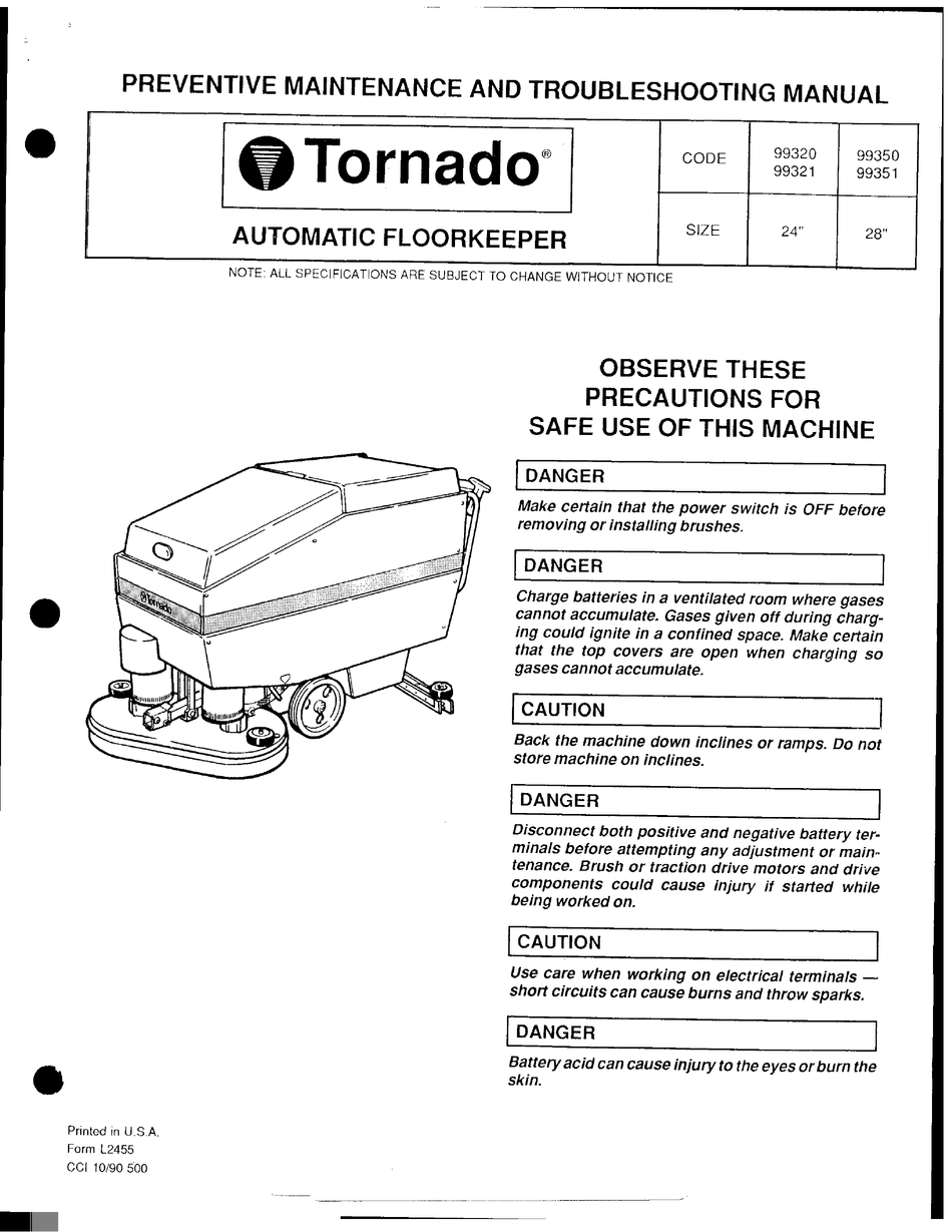 TORNADO 24" PREVENTIVE MAINTENANCE AND TROUBLESHOOTING MANUAL Pdf