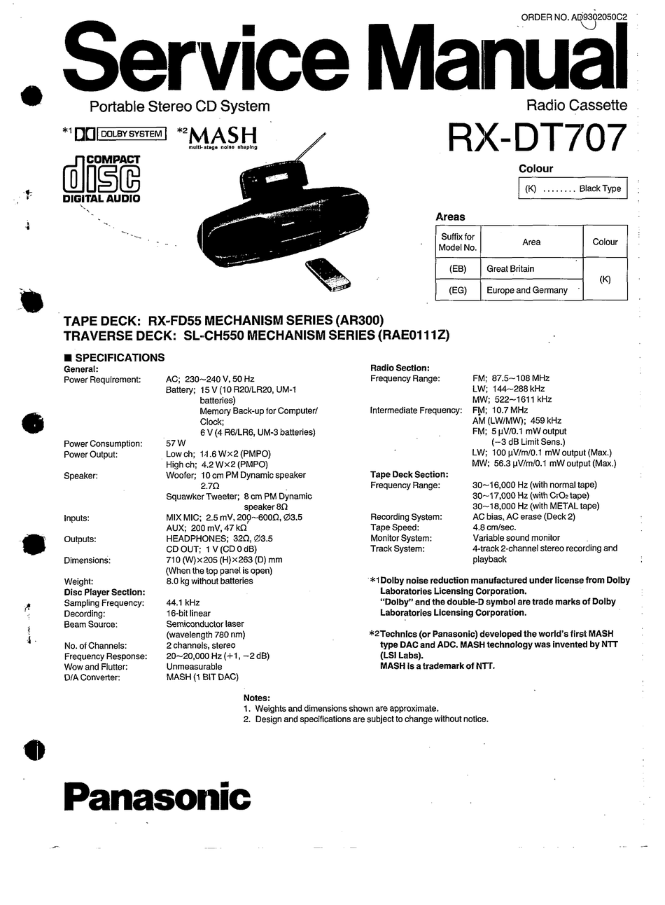 Характеристика panasonic. Panasonic RX-DT service manual. Мануал Panasonic RX-dt707. Panasonic автомагнитола service manual. Panasonic RX manual.