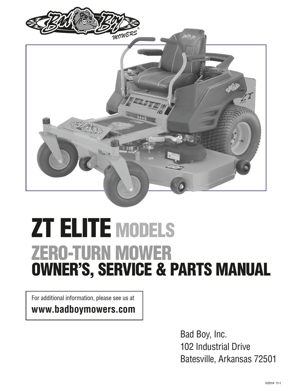 Bad Boy Zt 4800 48 725cc Kohler Owner S Service Manual Pdf Download Manualslib