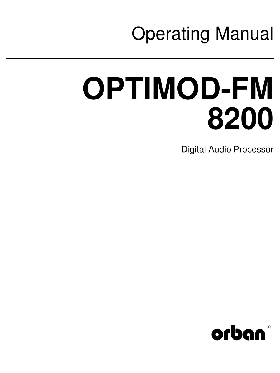 Orban Optimod Fm 8200 Operating Manual Pdf Download Manualslib