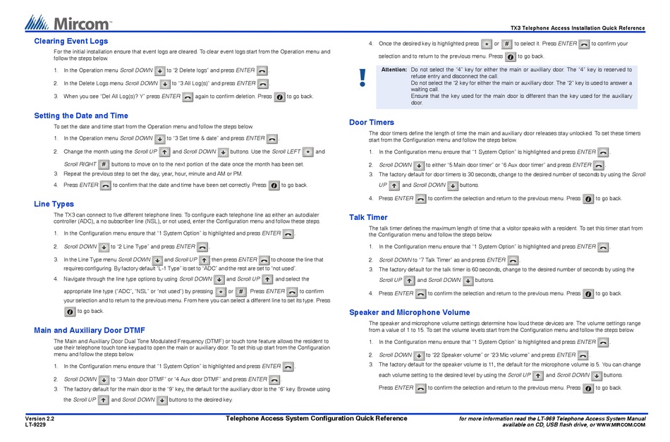 MIRCOM TX3 INSTALLATION QUICK REFERENCE Pdf Download | ManualsLib