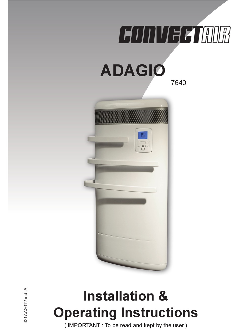 CONVECTAIR ADAGIO 7640 INSTALLATION OPERATING INSTRUCTIONS MANUAL Pdf 