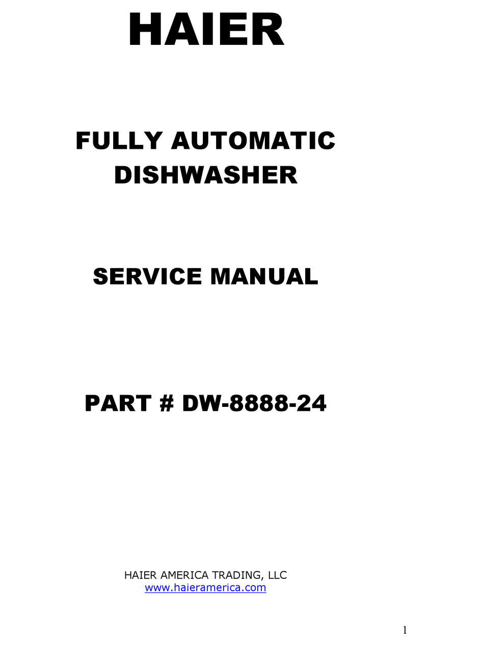 HAIER DW888824 SERVICE MANUAL Pdf Download ManualsLib
