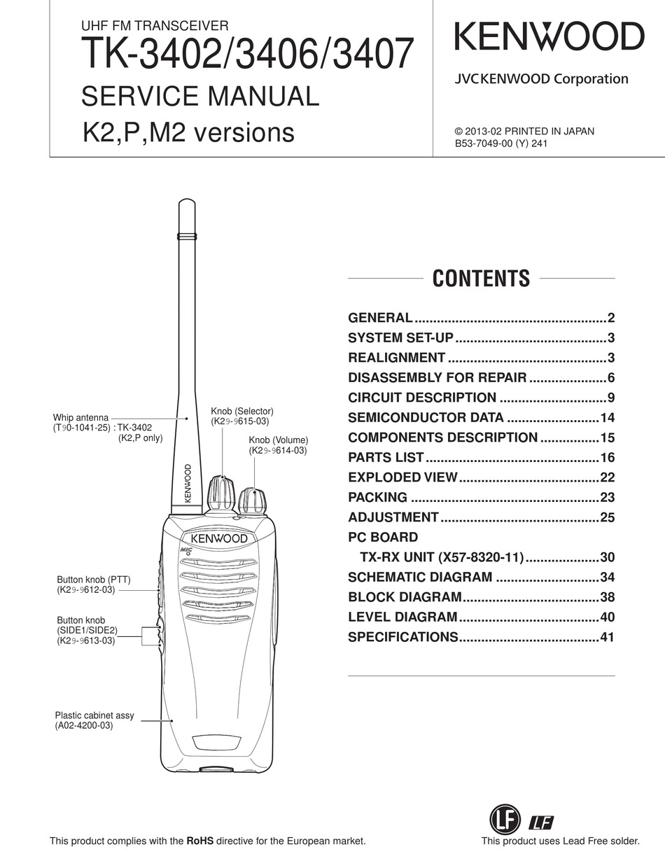 KENWOOD TK3402 SERVICE MANUAL Pdf Download ManualsLib